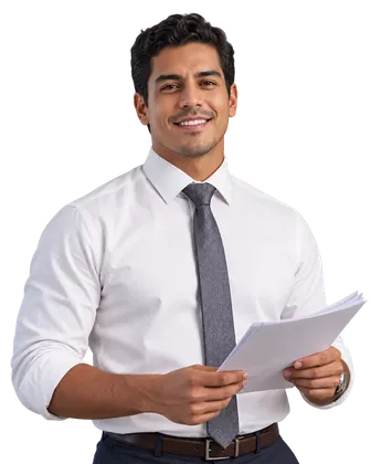 Ejecutivo con camisa y corbata revisa documentos – Diploma en Habilidades Directivas para la Gestión Empresarial
