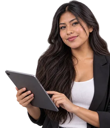 Mujer usa una tablet – Curso de IA Aplicada al Marketing Digital