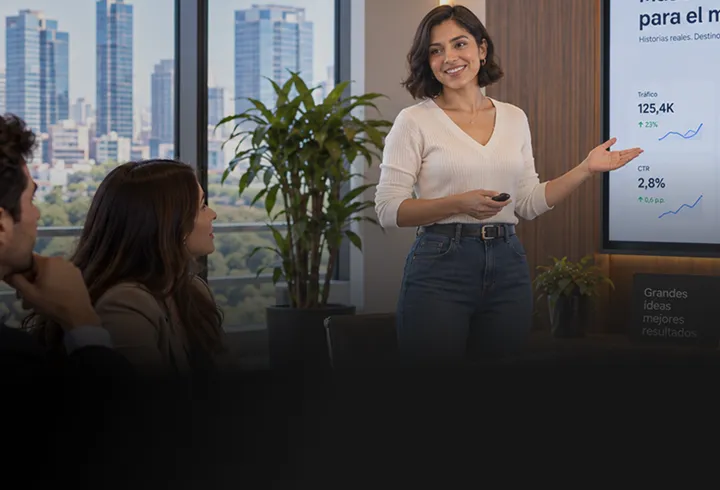 Estudiante de diseño de interiores con casco y planos recorriendo el lobby de un edificio corporativo en obra